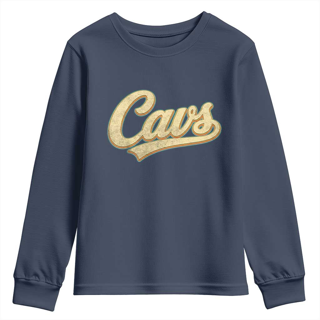 Vintage Cavs Name Script Youth Sweatshirt for Sports Fan TS02 Navy Print Your Wear