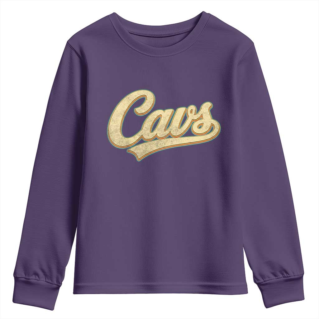 Vintage Cavs Name Script Youth Sweatshirt for Sports Fan TS02 Purple Print Your Wear