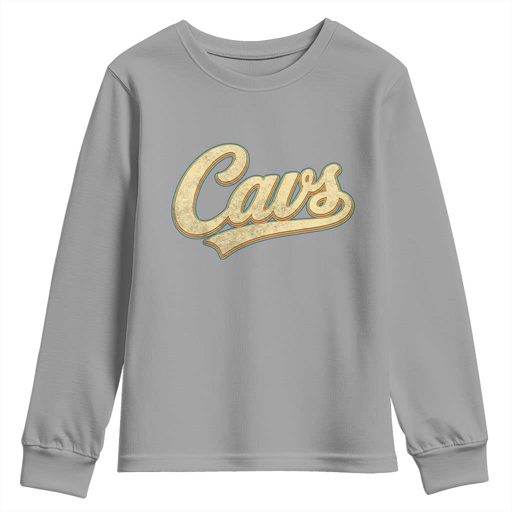 Vintage Cavs Name Script Youth Sweatshirt for Sports Fan TS02 Sport Gray Print Your Wear