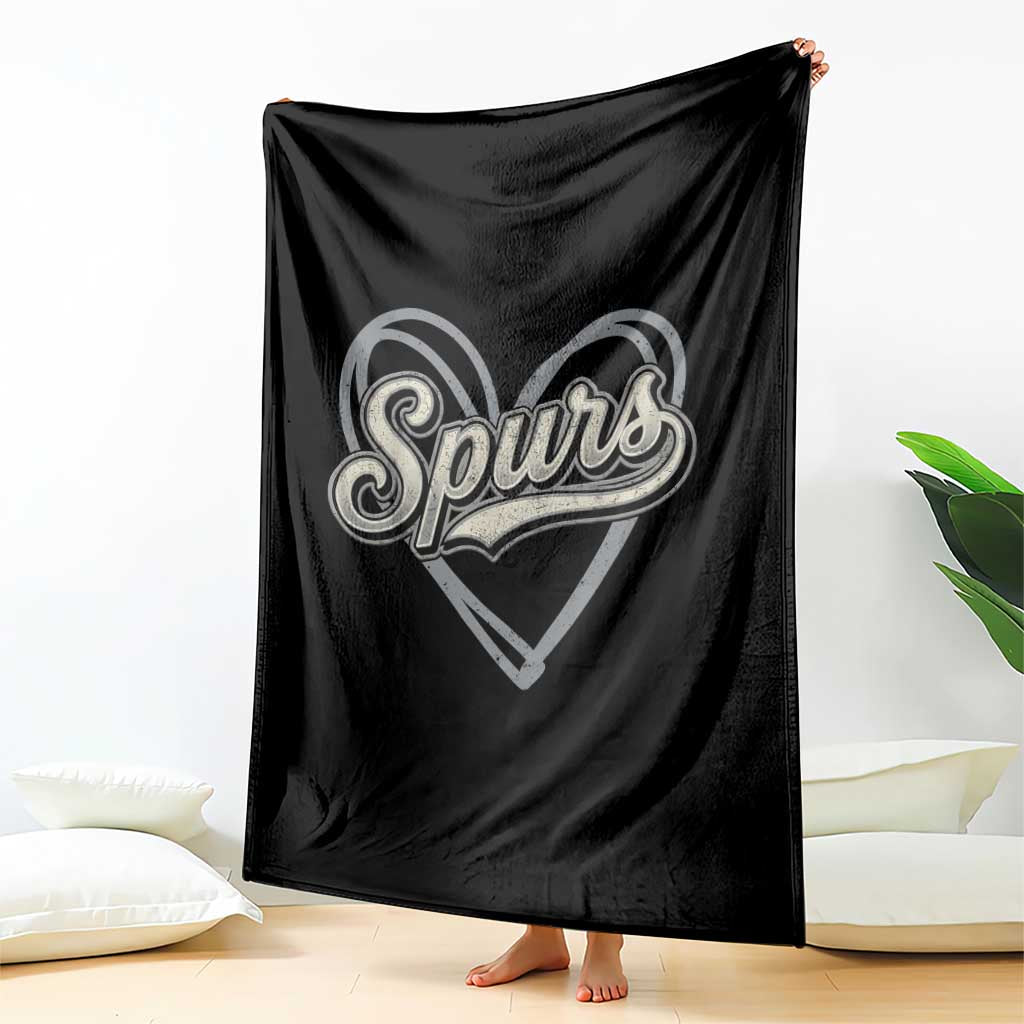 Vintage Spurs Name Script Heart Throw Blanket for Sports Fan TS02 Print Your Wear