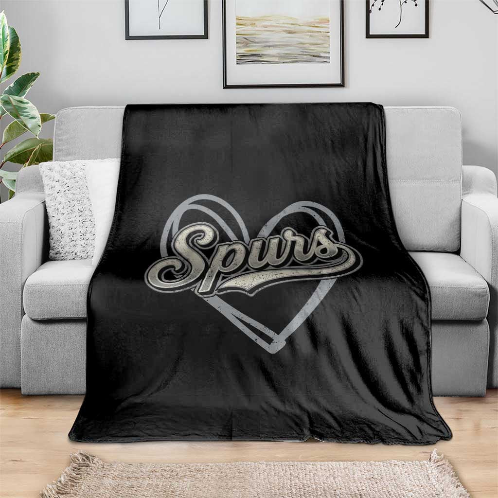 Vintage Spurs Name Script Heart Throw Blanket for Sports Fan TS02 Print Your Wear