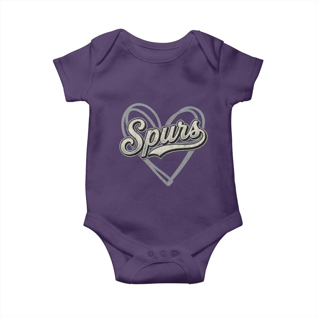 Vintage Spurs Name Script Heart Baby Onesie for Sports Fan TS02 Purple Print Your Wear