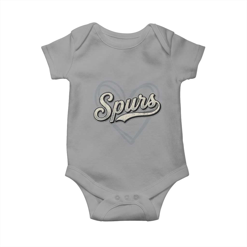 Vintage Spurs Name Script Heart Baby Onesie for Sports Fan TS02 Sport Gray Print Your Wear