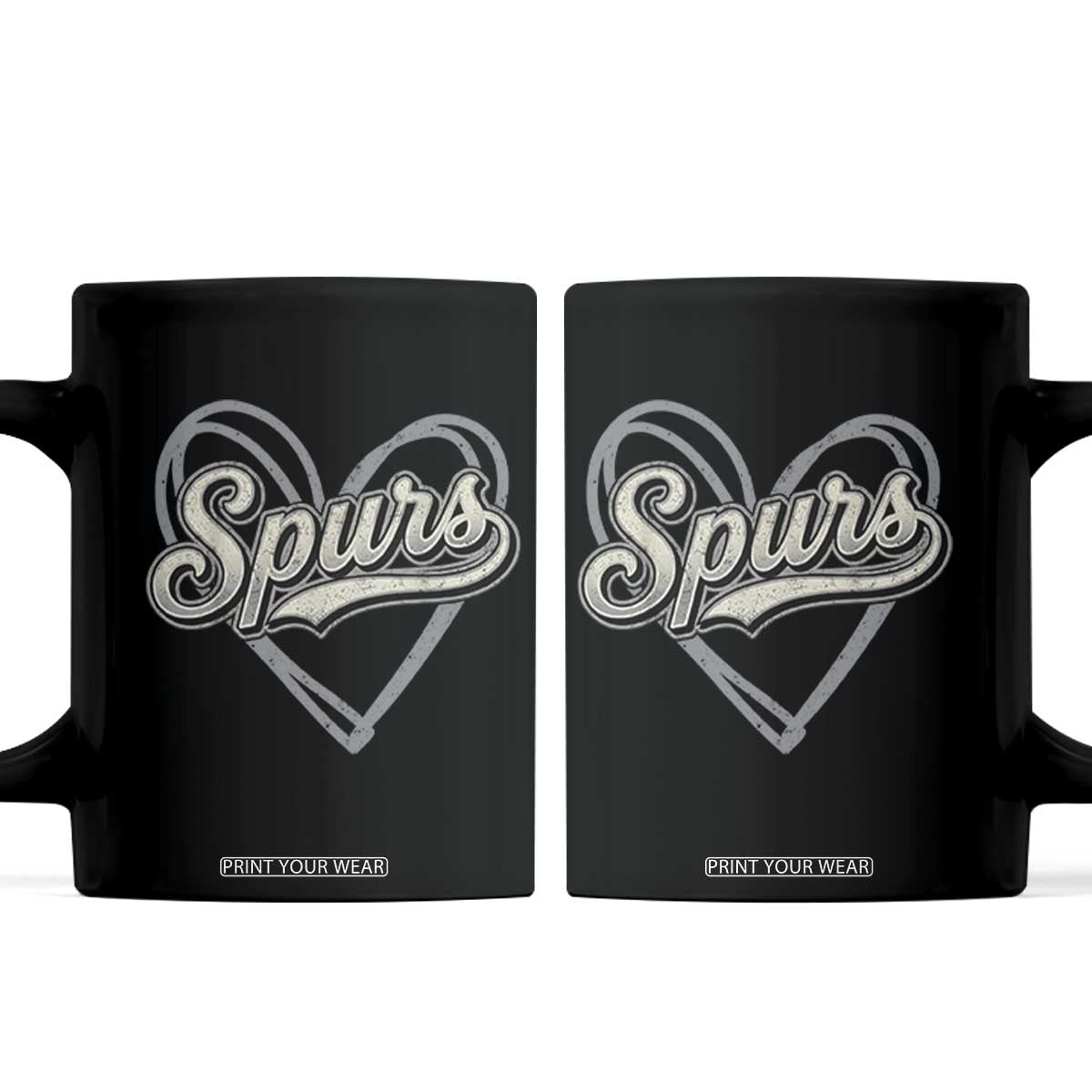 Vintage Spurs Name Script Heart Coffee Mug for Sports Fan