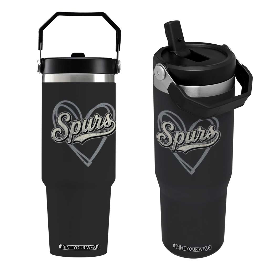 Vintage Spurs Name Script Heart Flip Straw Tumbler for Sports Fan TS02 One Size: 30 oz Black Print Your Wear