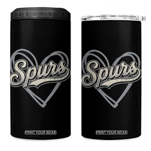 Vintage Spurs Name Script Heart 4 in 1 Can Cooler Tumbler for Sports Fan TS02 One Size: 16 oz Black Print Your Wear