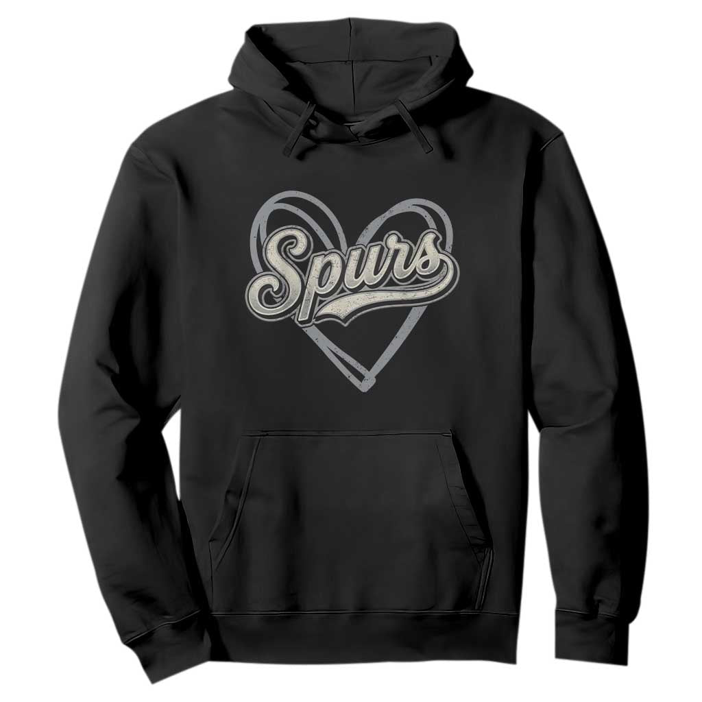 Vintage Spurs Name Script Heart Hoodie for Sports Fan TS02 Black Print Your Wear