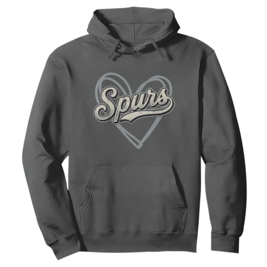 Vintage Spurs Name Script Heart Hoodie for Sports Fan TS02 Dark Heather Print Your Wear