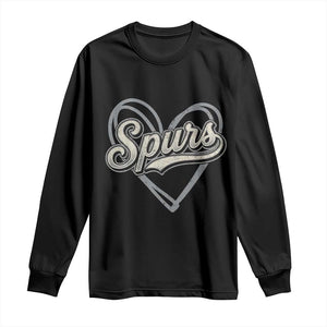 Vintage Spurs Name Script Heart Long Sleeve Shirt for Sports Fan TS02 Black Print Your Wear