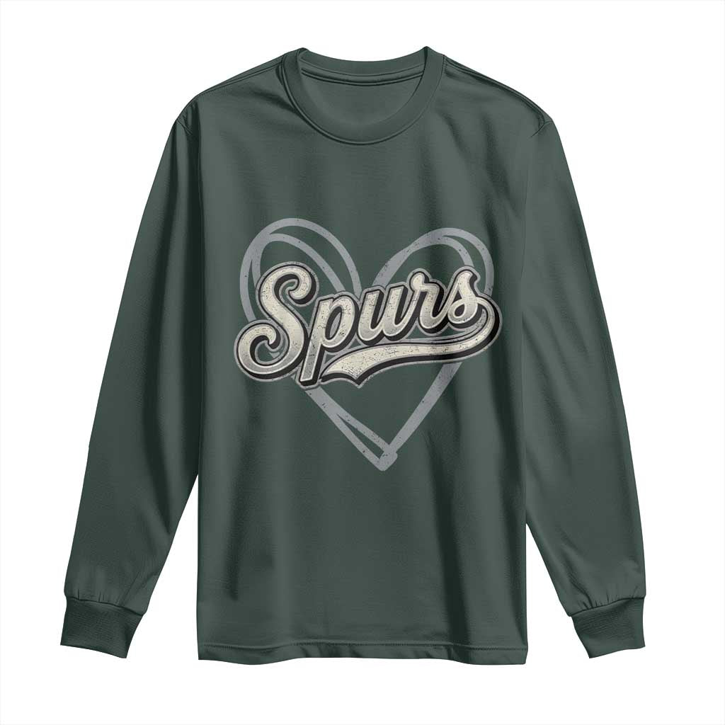 Vintage Spurs Name Script Heart Long Sleeve Shirt for Sports Fan TS02 Dark Forest Green Print Your Wear