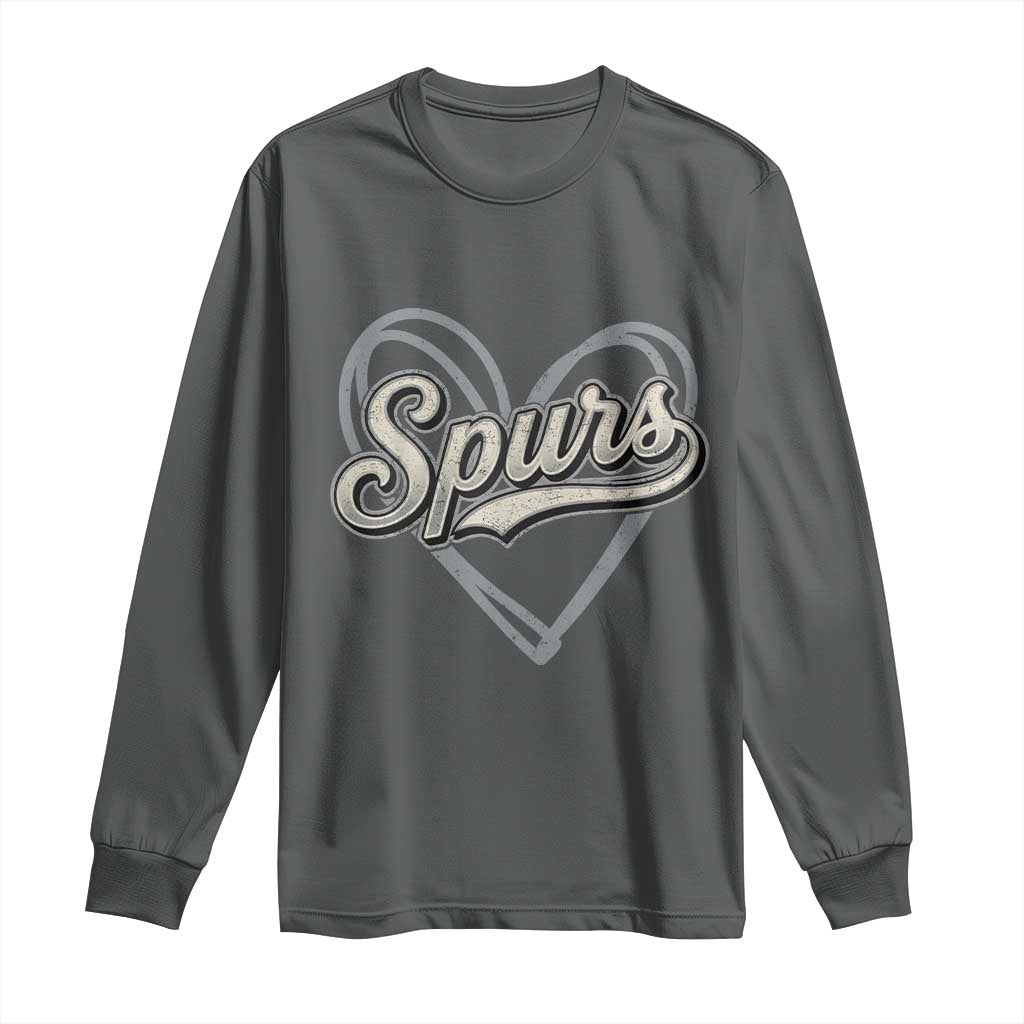 Vintage Spurs Name Script Heart Long Sleeve Shirt for Sports Fan TS02 Dark Heather Print Your Wear