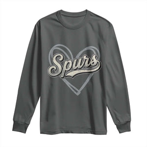 Vintage Spurs Name Script Heart Long Sleeve Shirt for Sports Fan TS02 Dark Heather Print Your Wear
