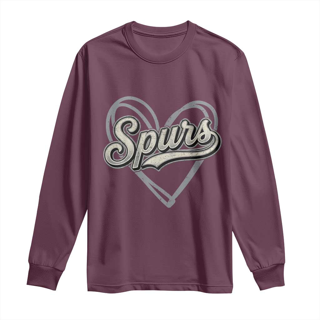 Vintage Spurs Name Script Heart Long Sleeve Shirt for Sports Fan TS02 Maroon Print Your Wear