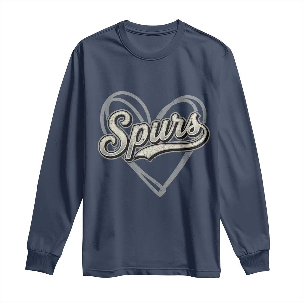 Vintage Spurs Name Script Heart Long Sleeve Shirt for Sports Fan TS02 Navy Print Your Wear