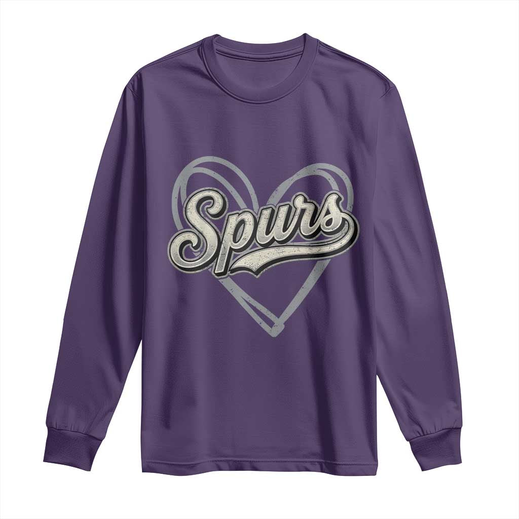 Vintage Spurs Name Script Heart Long Sleeve Shirt for Sports Fan TS02 Purple Print Your Wear