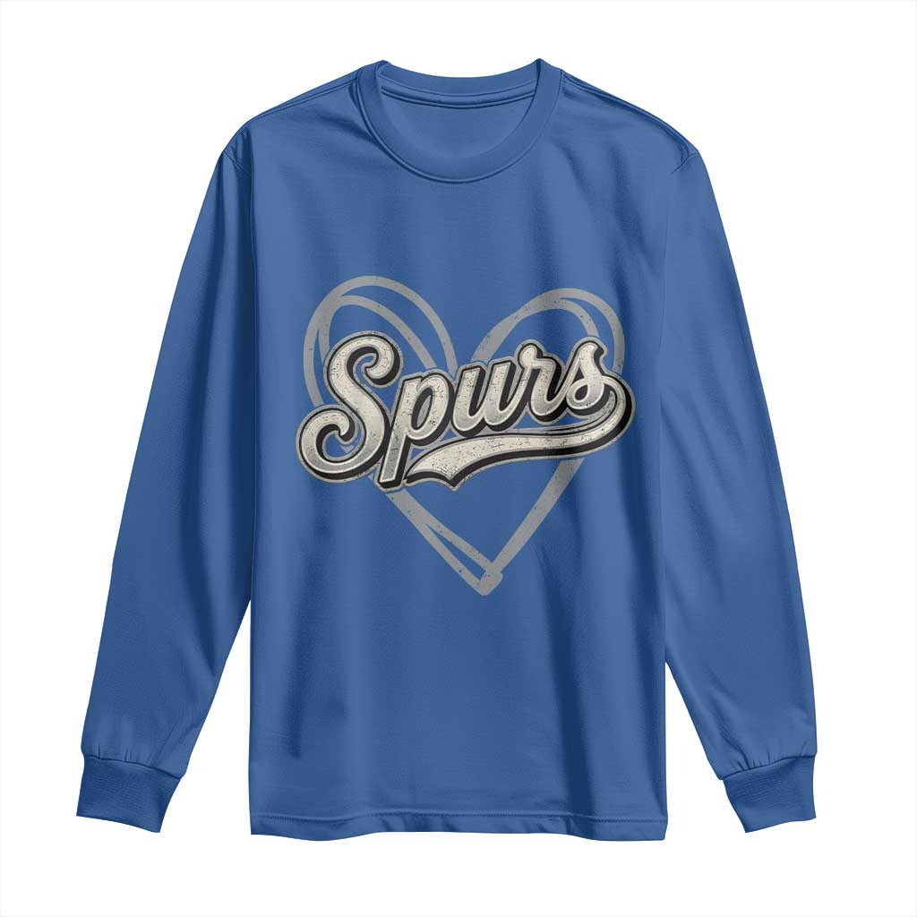 Vintage Spurs Name Script Heart Long Sleeve Shirt for Sports Fan TS02 Royal Blue Print Your Wear