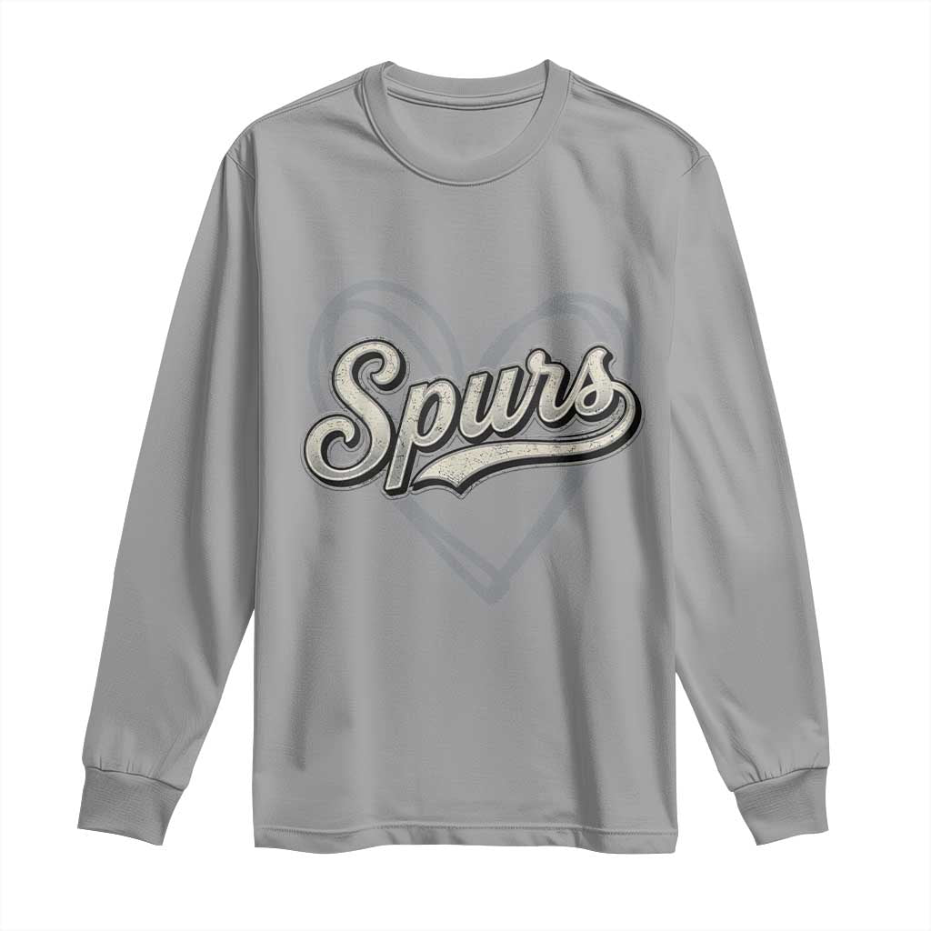 Vintage Spurs Name Script Heart Long Sleeve Shirt for Sports Fan TS02 Sport Gray Print Your Wear