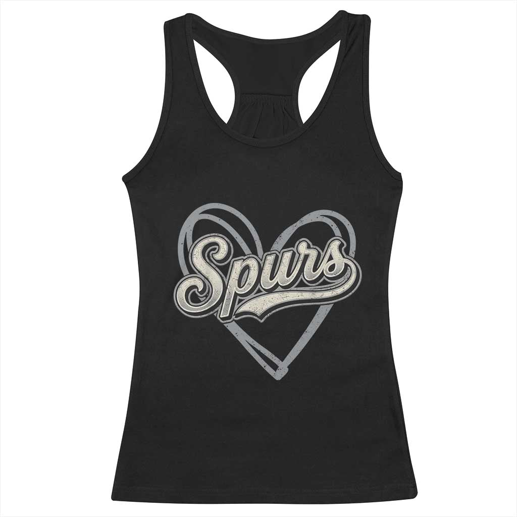 Vintage Spurs Name Script Heart Racerback Tank Top for Sports Fan TS02 Black Print Your Wear