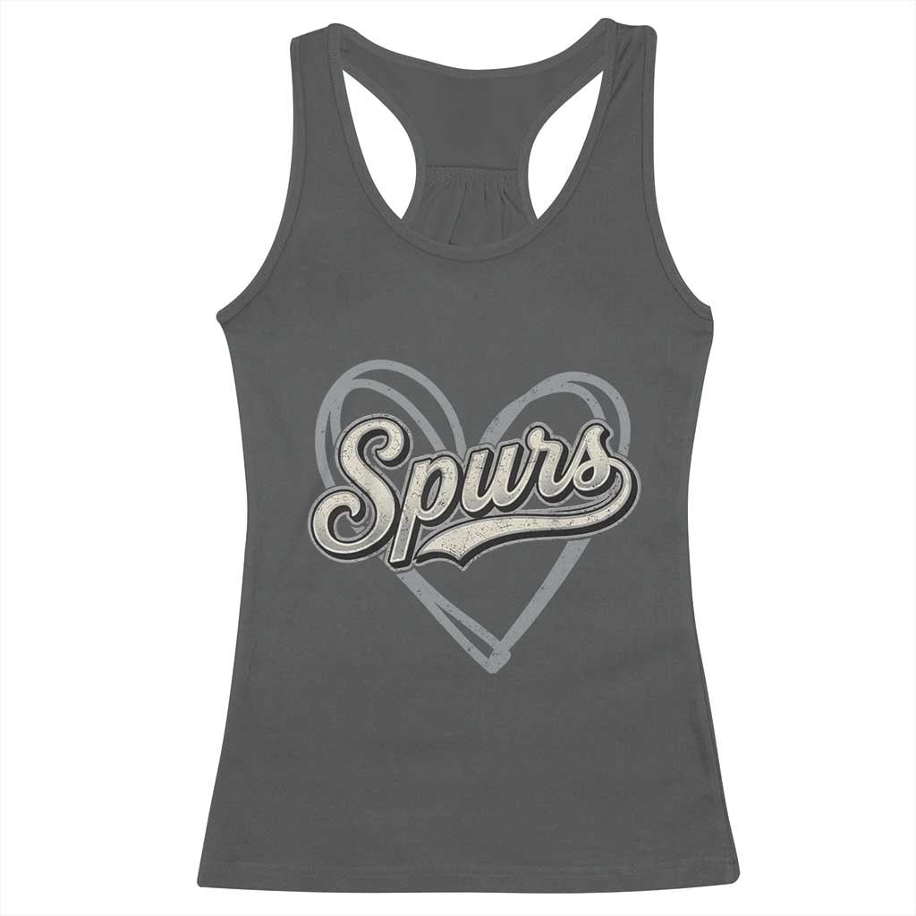 Vintage Spurs Name Script Heart Racerback Tank Top for Sports Fan TS02 Dark Heather Print Your Wear