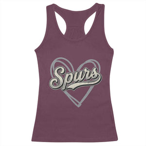 Vintage Spurs Name Script Heart Racerback Tank Top for Sports Fan TS02 Maroon Print Your Wear