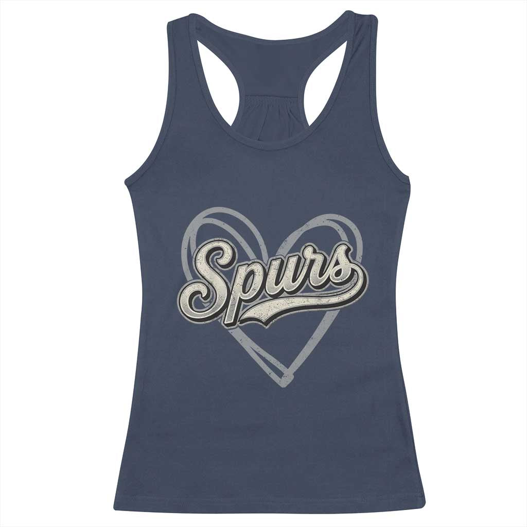 Vintage Spurs Name Script Heart Racerback Tank Top for Sports Fan TS02 Navy Print Your Wear