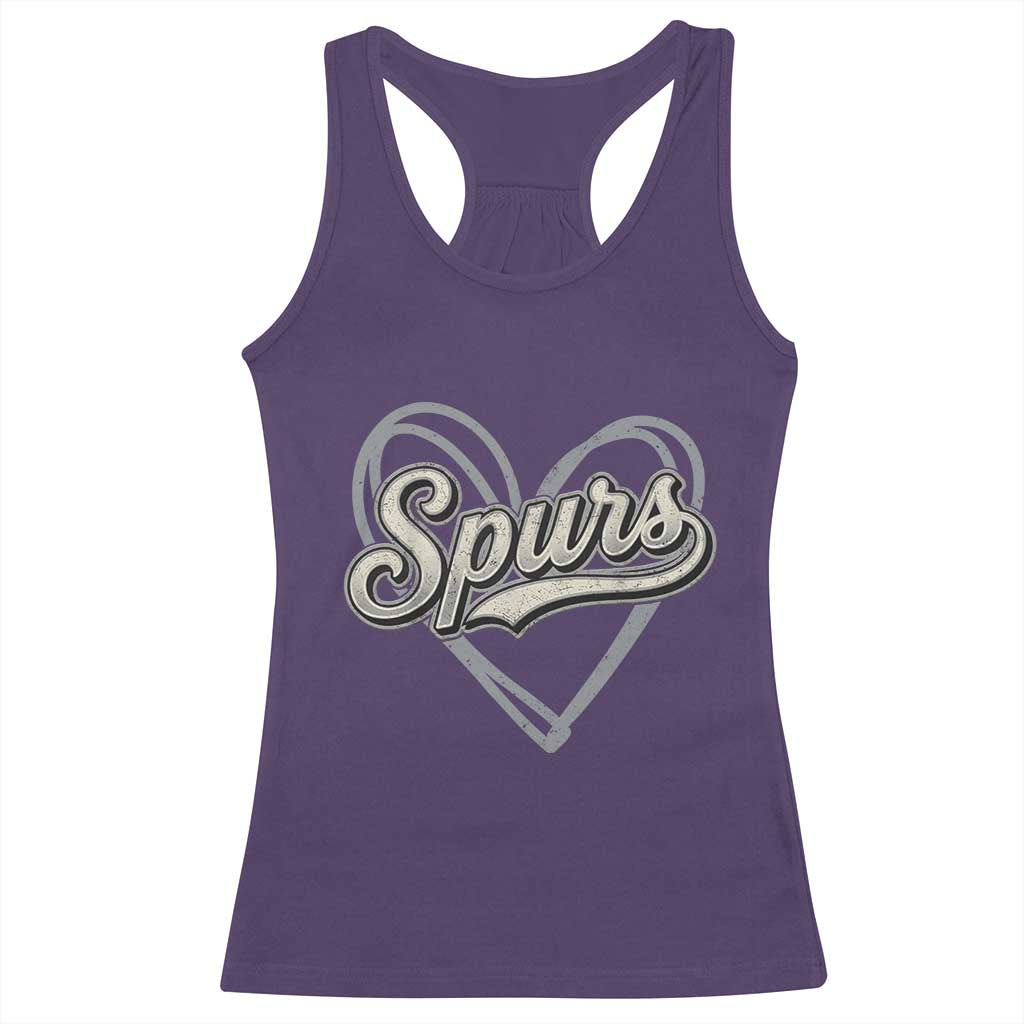 Vintage Spurs Name Script Heart Racerback Tank Top for Sports Fan TS02 Purple Print Your Wear