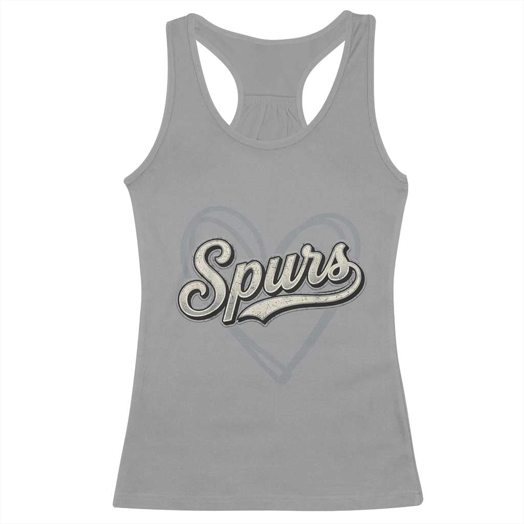 Vintage Spurs Name Script Heart Racerback Tank Top for Sports Fan TS02 Sport Gray Print Your Wear