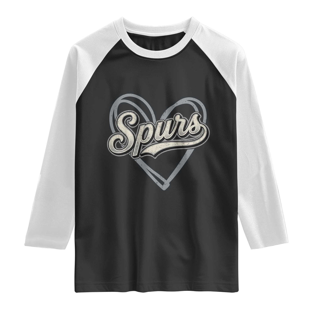 Vintage Spurs Name Script Heart Raglan Shirt for Sports Fan