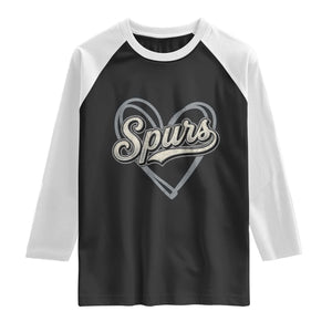 Vintage Spurs Name Script Heart Raglan Shirt for Sports Fan