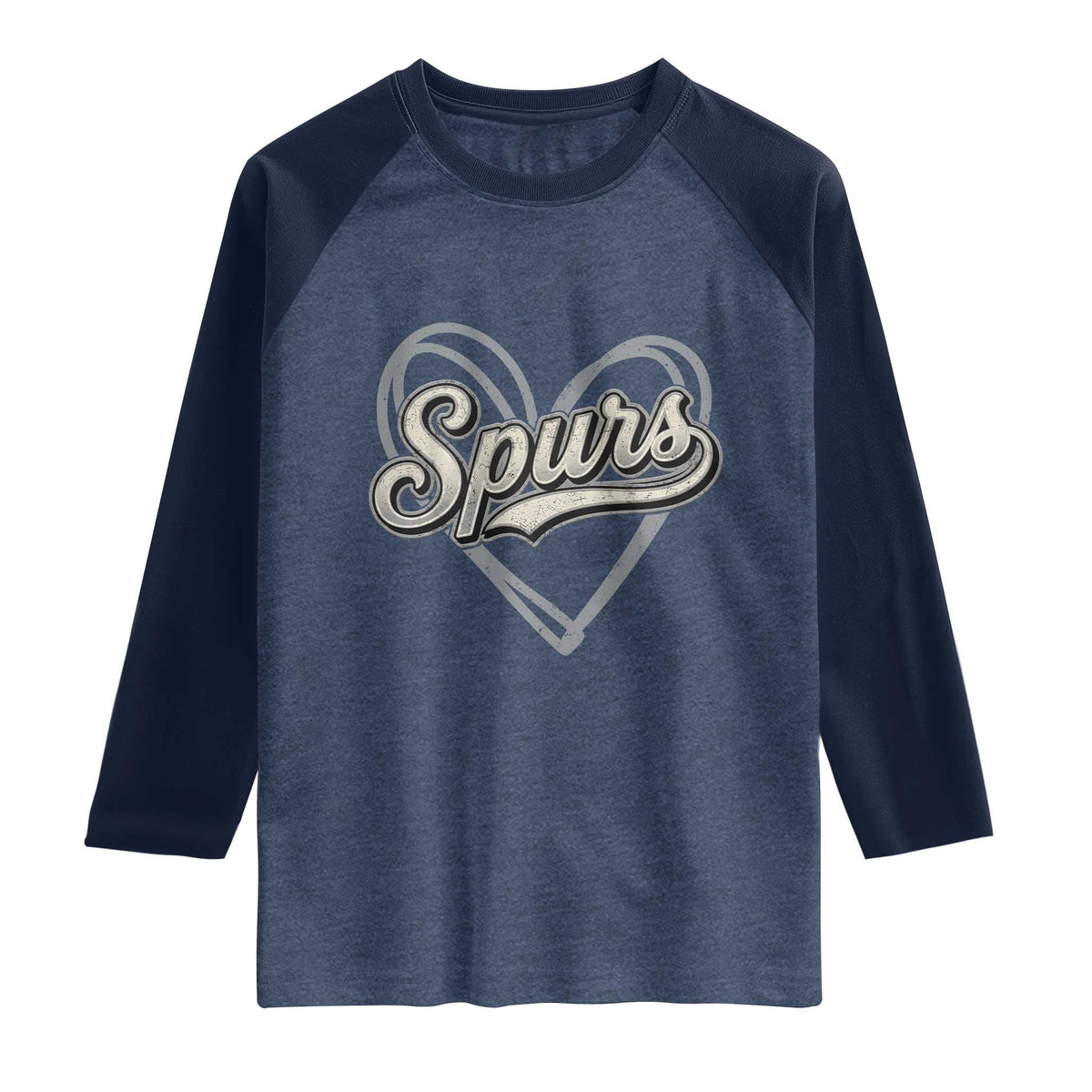 Vintage Spurs Name Script Heart Raglan Shirt for Sports Fan
