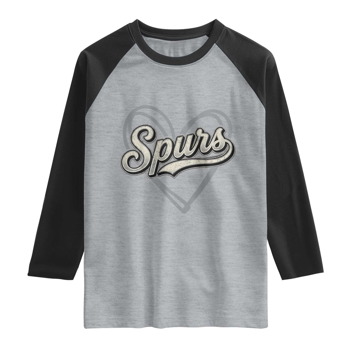 Vintage Spurs Name Script Heart Raglan Shirt for Sports Fan