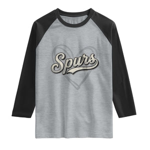 Vintage Spurs Name Script Heart Raglan Shirt for Sports Fan