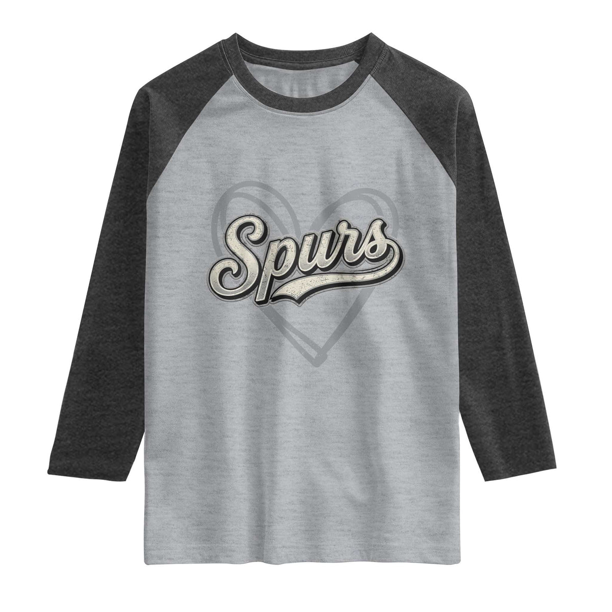 Vintage Spurs Name Script Heart Raglan Shirt for Sports Fan