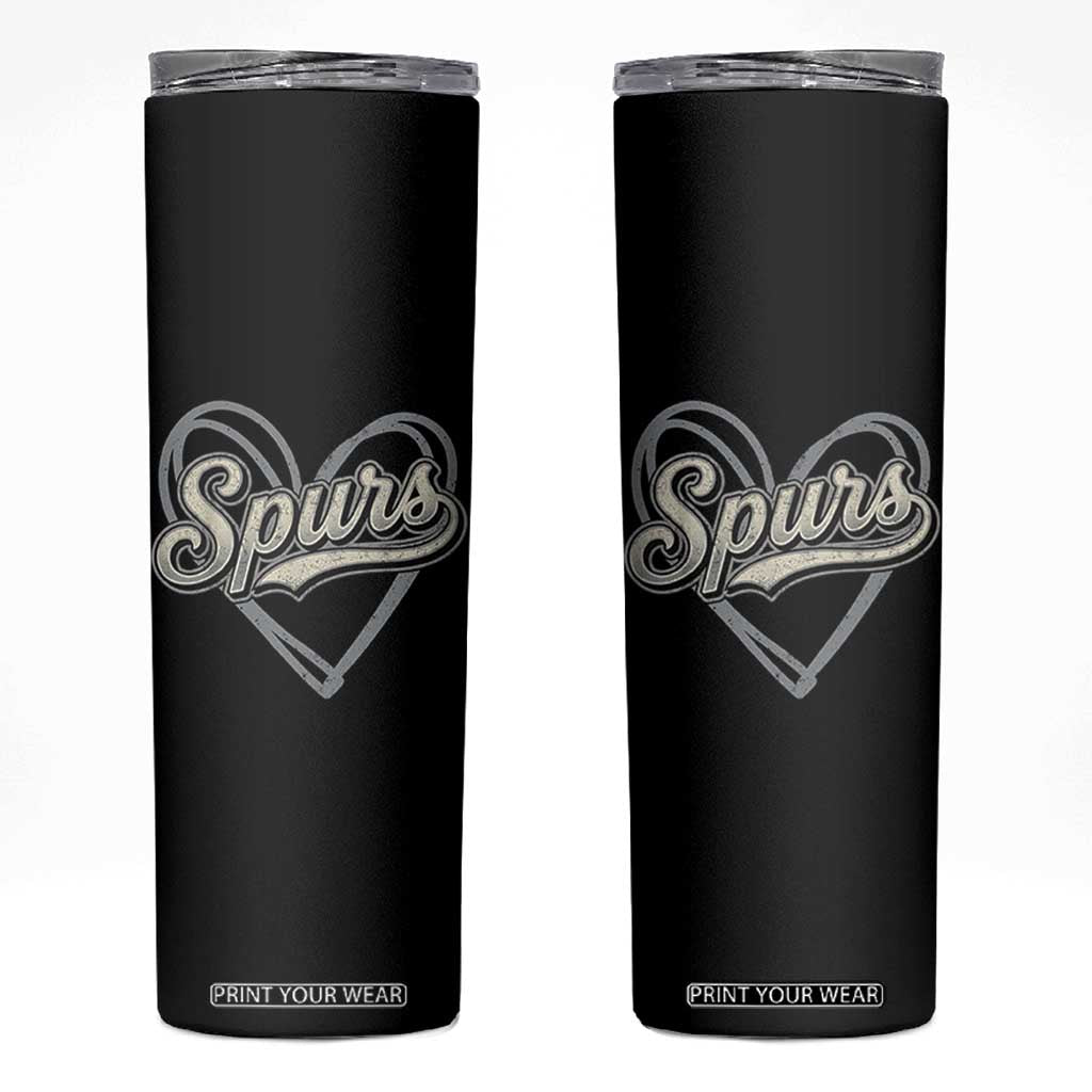Vintage Spurs Name Script Heart Skinny Tumbler for Sports Fan TS02 Black Print Your Wear