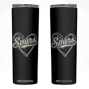 Vintage Spurs Name Script Heart Skinny Tumbler for Sports Fan TS02 Black Print Your Wear