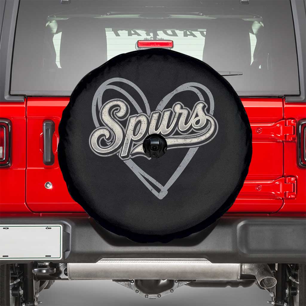 Vintage Spurs Name Script Heart Spare Tire Cover for Sports Fan TS02 Black Print Your Wear