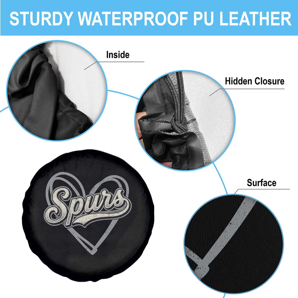 Vintage Spurs Name Script Heart Spare Tire Cover for Sports Fan TS02 Print Your Wear