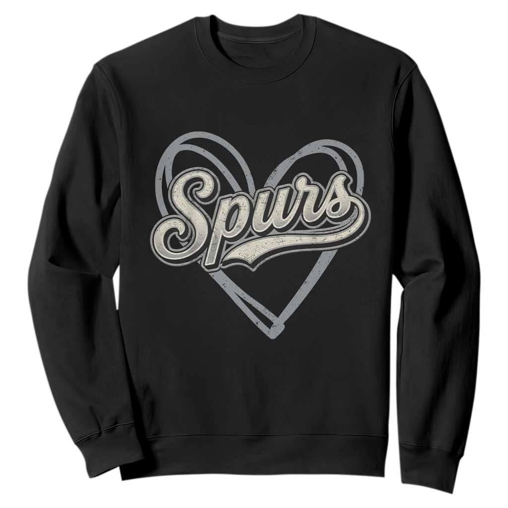 Vintage Spurs Name Script Heart Sweatshirt for Sports Fan TS02 Black Print Your Wear