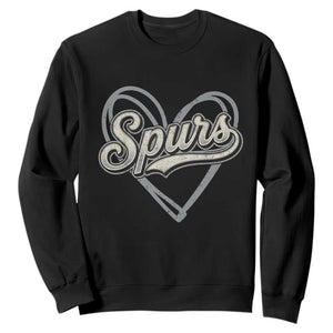 Vintage Spurs Name Script Heart Sweatshirt for Sports Fan TS02 Black Print Your Wear