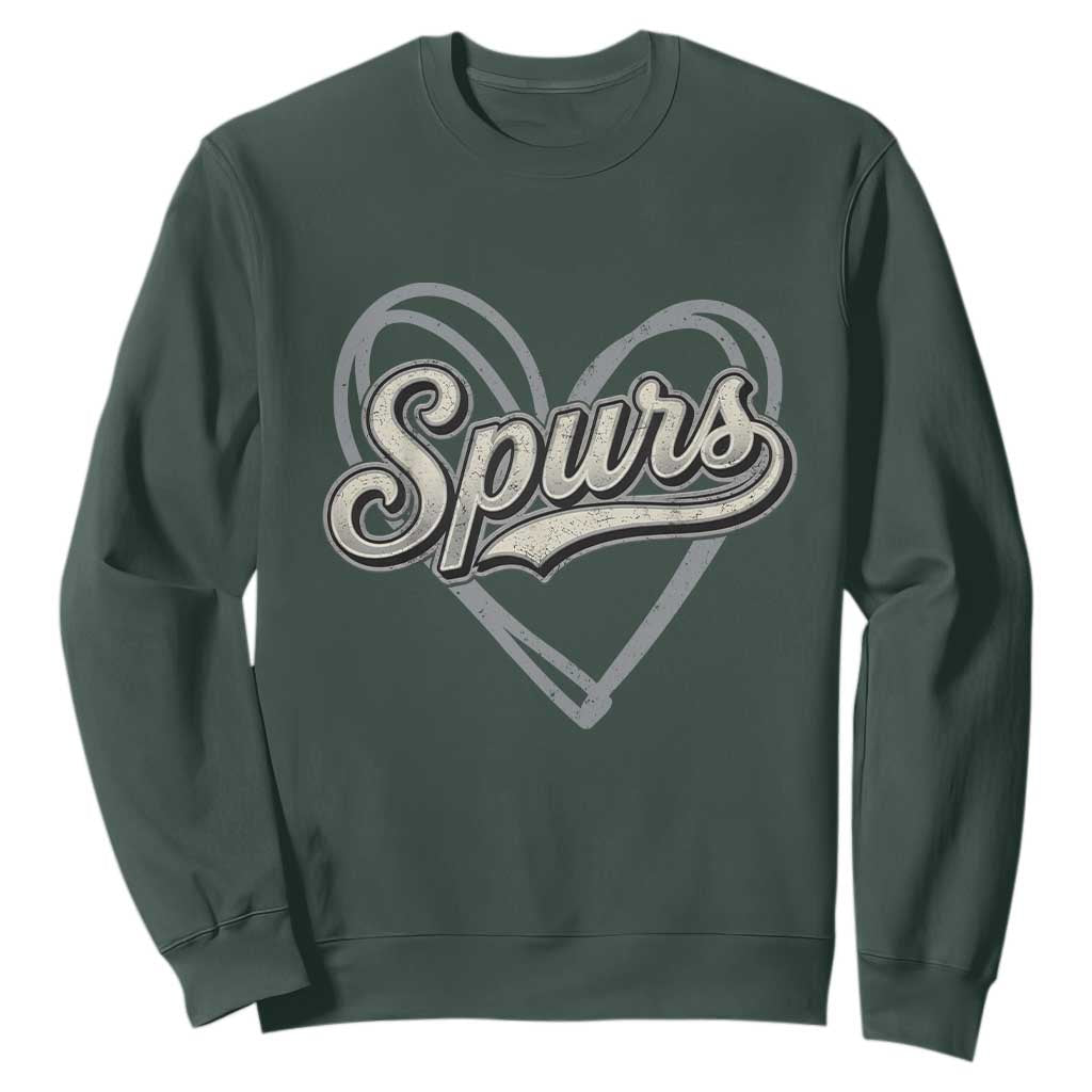 Vintage Spurs Name Script Heart Sweatshirt for Sports Fan TS02 Dark Forest Green Print Your Wear