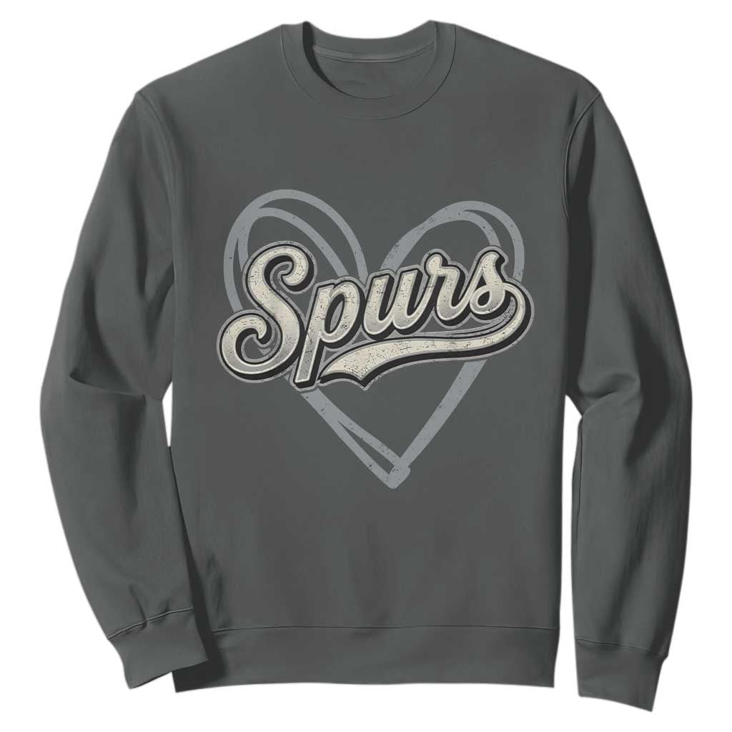 Vintage Spurs Name Script Heart Sweatshirt for Sports Fan TS02 Dark Heather Print Your Wear