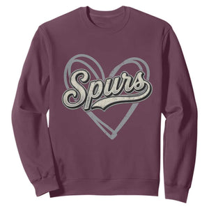 Vintage Spurs Name Script Heart Sweatshirt for Sports Fan TS02 Maroon Print Your Wear