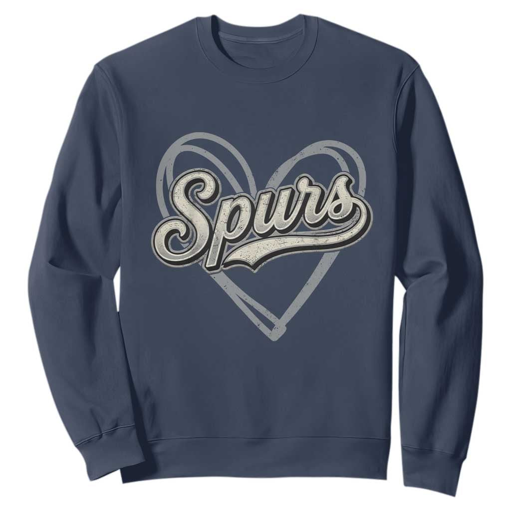 Vintage Spurs Name Script Heart Sweatshirt for Sports Fan TS02 Navy Print Your Wear