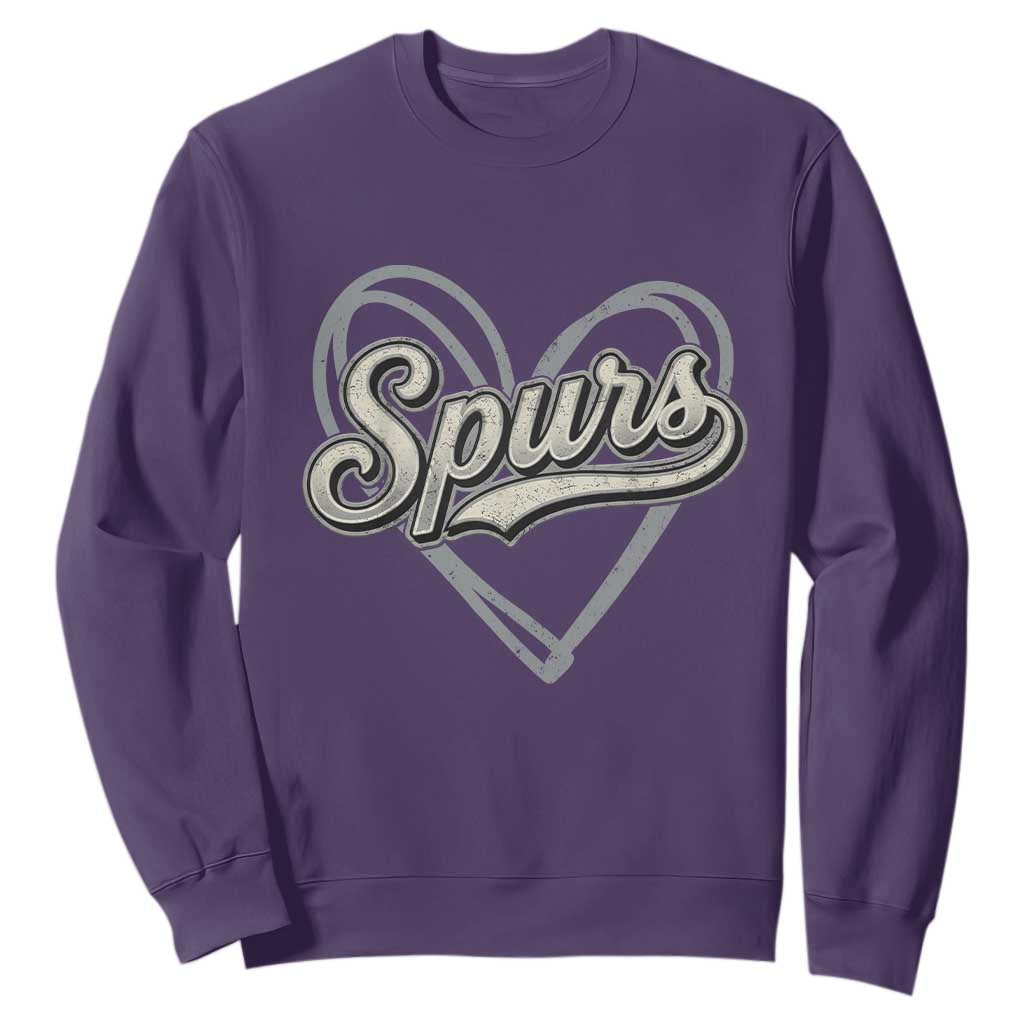 Vintage Spurs Name Script Heart Sweatshirt for Sports Fan TS02 Purple Print Your Wear
