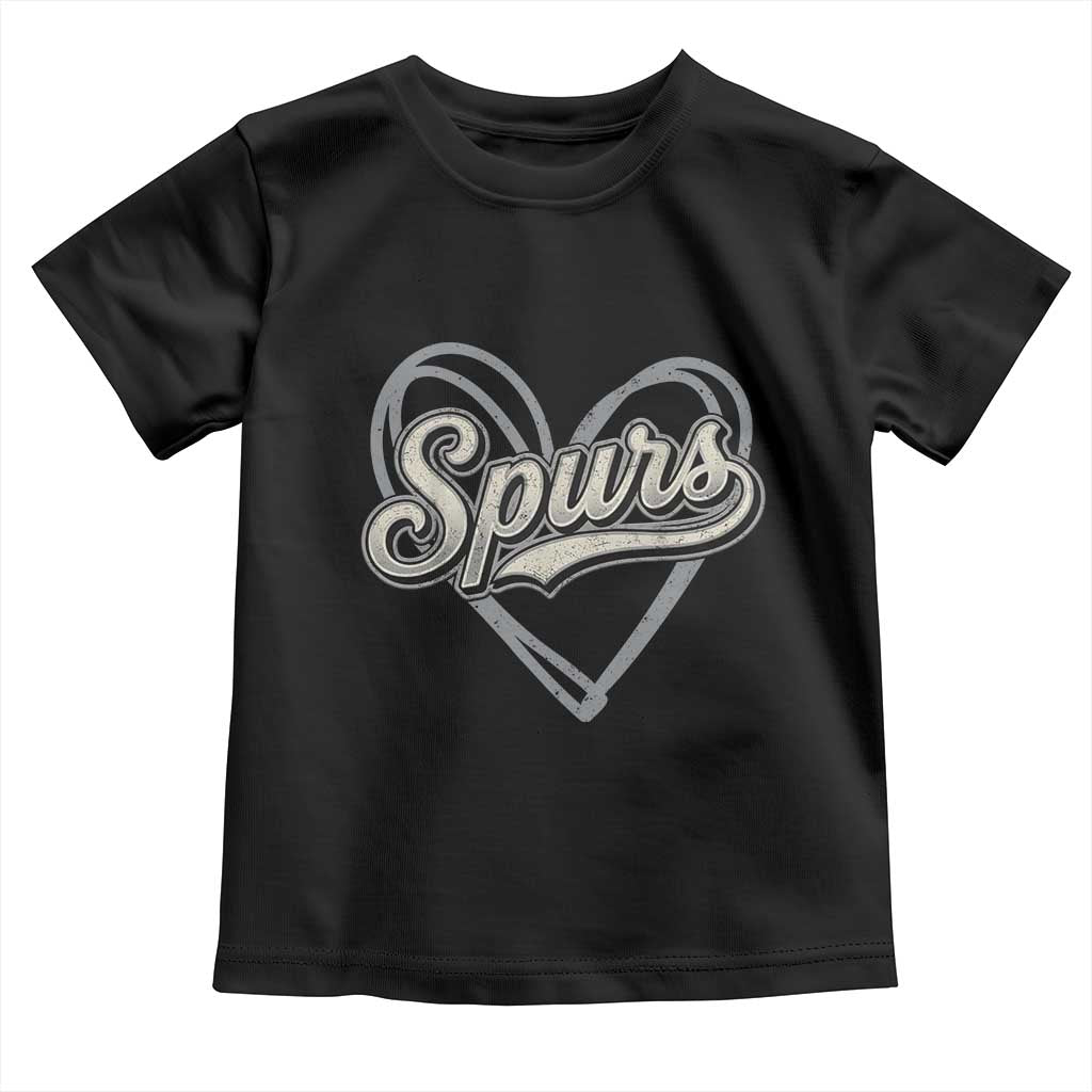 Vintage Spurs Name Script Heart Toddler T Shirt for Sports Fan TS02 Black Print Your Wear