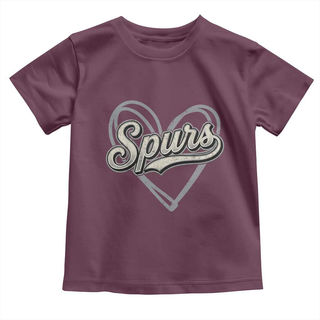 Vintage Spurs Name Script Heart Toddler T Shirt for Sports Fan TS02 Maroon Print Your Wear