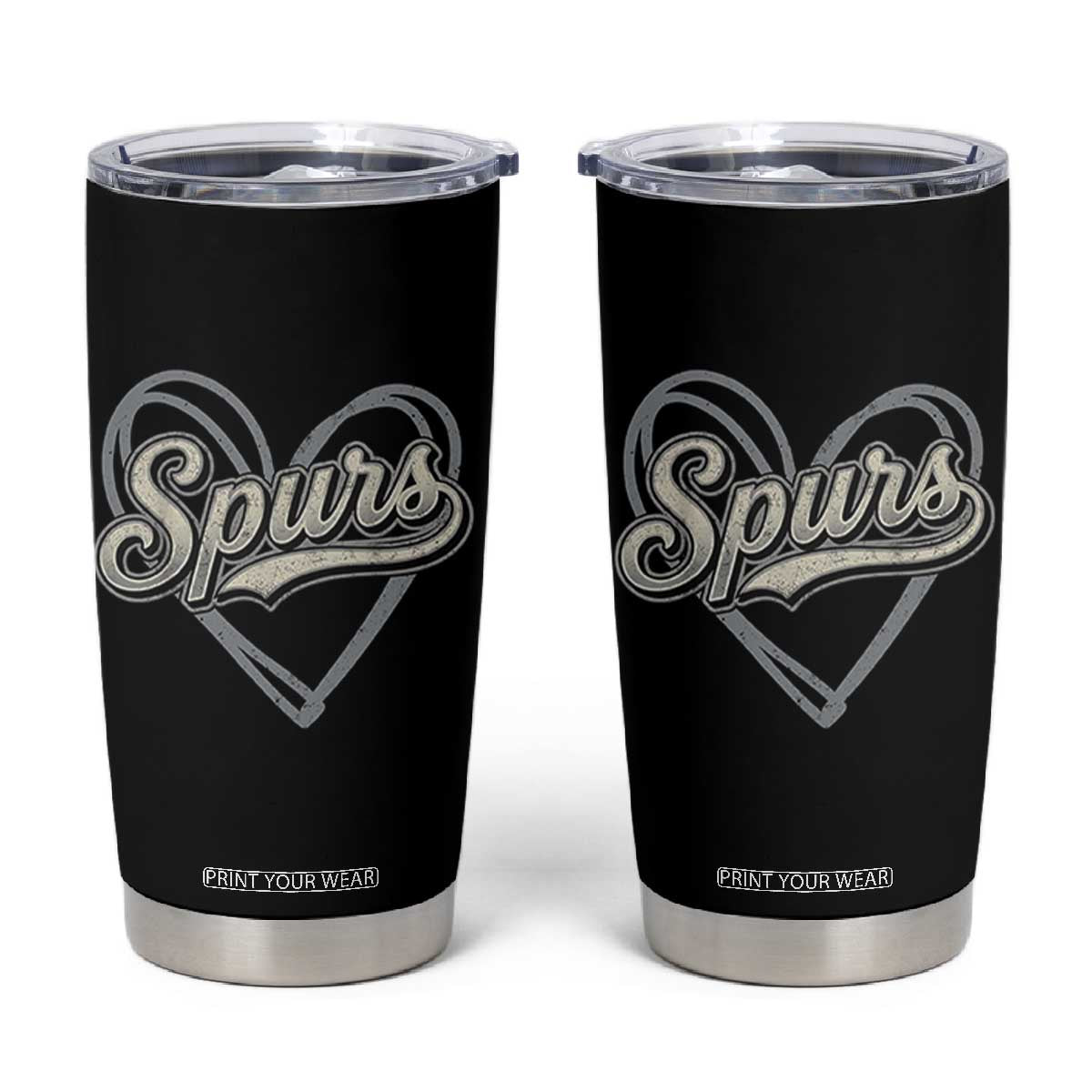 Vintage Spurs Name Script Heart Tumbler Cup for Sports Fan TS02 Black Print Your Wear