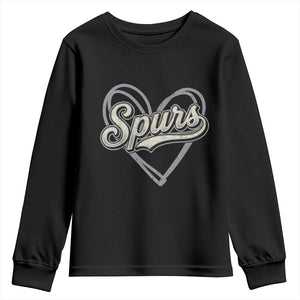 Vintage Spurs Name Script Heart Youth Sweatshirt for Sports Fan TS02 Black Print Your Wear
