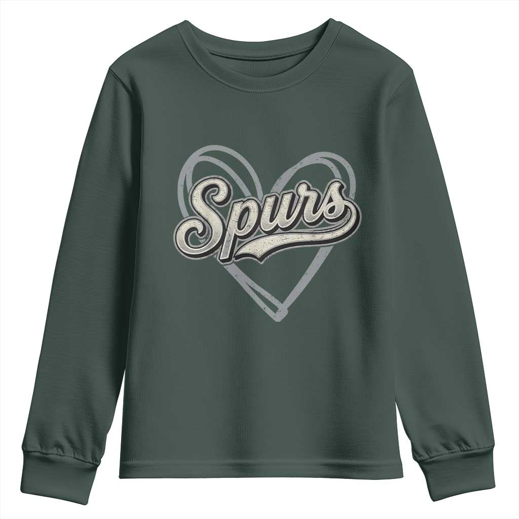Vintage Spurs Name Script Heart Youth Sweatshirt for Sports Fan TS02 Dark Forest Green Print Your Wear