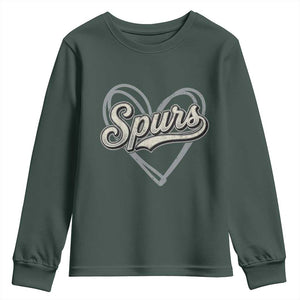 Vintage Spurs Name Script Heart Youth Sweatshirt for Sports Fan TS02 Dark Forest Green Print Your Wear
